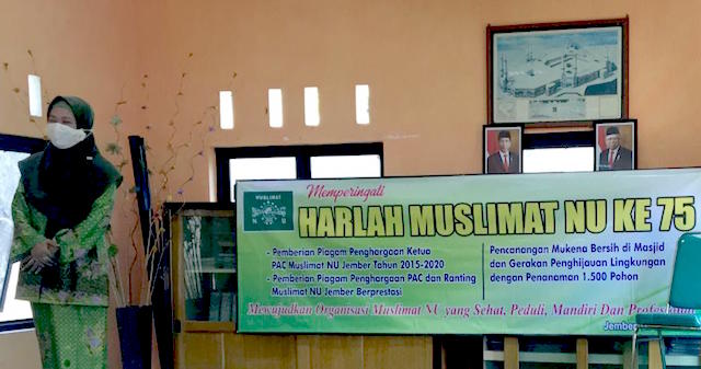 Hj Kasih Fajarini, Ketua TP PKK, di Peringatan Harlah Muslimat NU Jember 